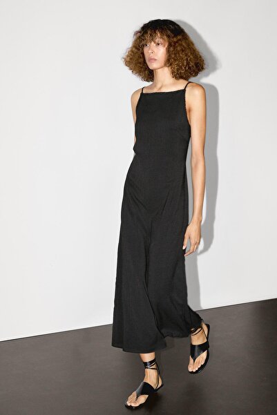 Massimo Dutti Parlak taşlı uzun elbise