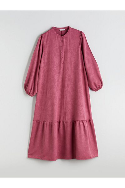 LC Waikiki Crew Neck Floral Pleated Dress