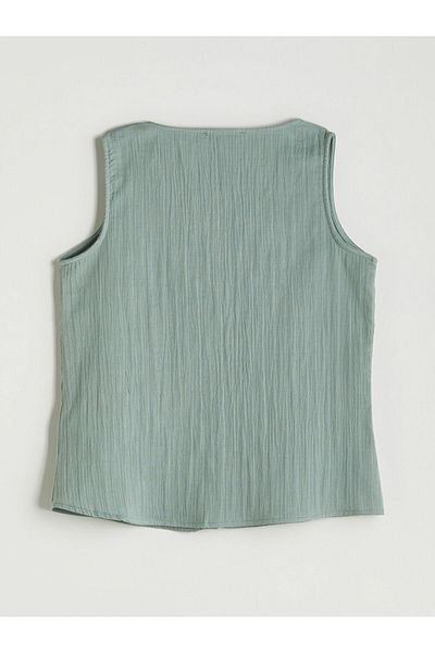 LC Waikiki U Neck Textured Muslin Blouse