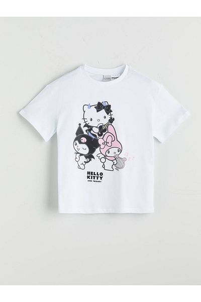 LC Waikiki White Crew Neck Hello Kitty Printed Girl's T-Shirt and Leggings