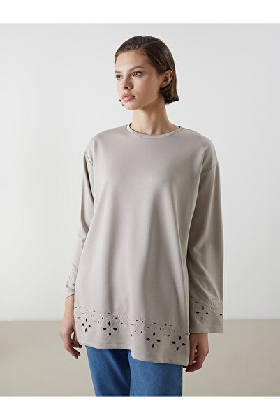 LC Waikiki Tunica de damă gri guler rotund brodata