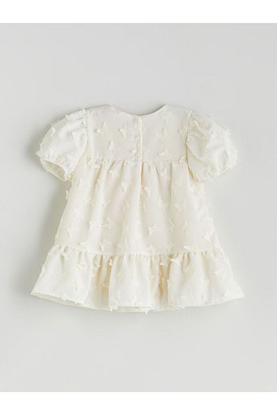 LC Waikiki Beige Butterfly Appliqued Baby Girl Dress