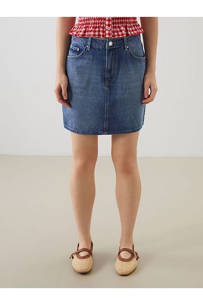 LC Waikiki Xside Blue Slim Fit Mini Jean Skirt