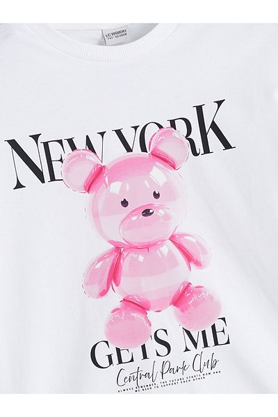 LC Waikiki Νέα σεζόν Crew Neck New York Printed Girls Tisort - S5PT79Z4