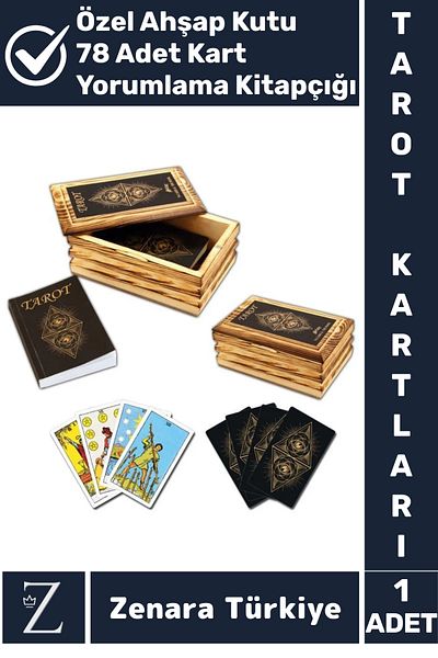 Zenara Spiritual Spiritual Guidance Fate Interpretation 78 Pieces Tarot Cards with Booklet Wooden Box