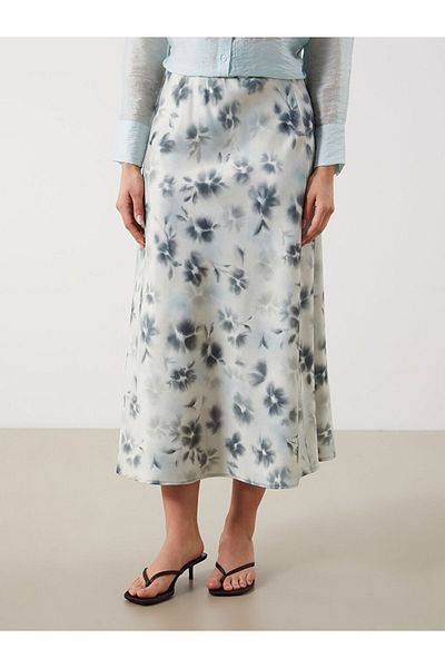 LC Waikiki New Season Elastic Waist Floral A-Line Satin Skirt - S5Qg23Z8
