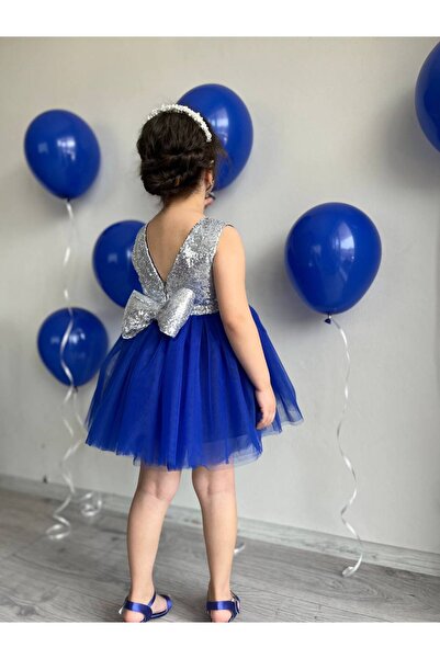 Sare Çocuk Giyim Girl's Princess Model Mini Navy Blue Tulle Skirt Birthday Dress