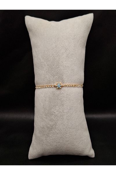 Han Ticarethane Gold Color Stone Waterway Blue Snowflake Model Bracelet