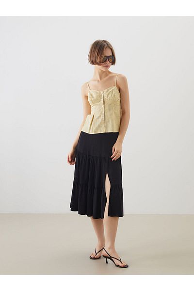 LC Waikiki Xside Black Folded Skirt with Elastic Waist