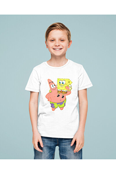 SEVBANO تي شيرت للأطفال مطبوع عليه سبونج بوب وباتريك للجنسين (1-12 سنة)