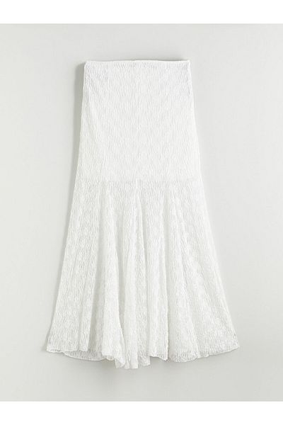 LC Waikiki Elastic Waist Ruched Flared Skirt