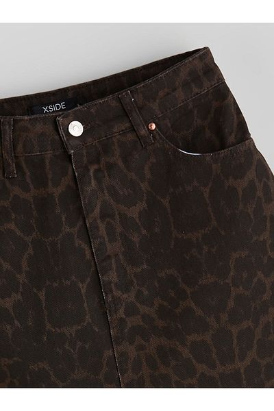 LC Waikiki LCW Mini fustă de jeans cu model leopard