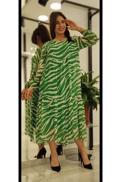 Cb Made In Italy 100% Italian Silk Oversize Patterned Dress |   Compatible with Size 36-44 |   One Size Relaxed Cut Dress