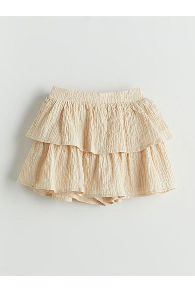 LC Waikiki Elastic Waist Krinkle Pleated Girl's Shorts Skirt