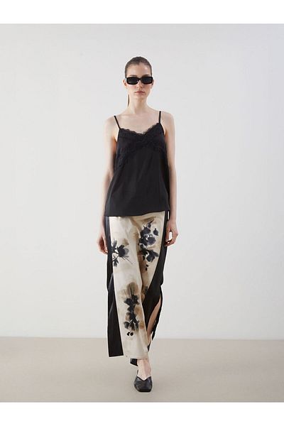 LC Waikiki Patterned Satin Skirt with Zipper at the Waist