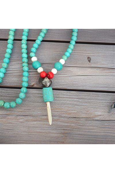 By G Tasarım Turquoise Natural Stone Long Necklace