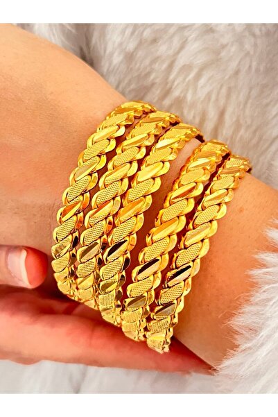 KLYSHOP 22 Ayar Altın Kaplama Kalemli 3 Telli Adana Burması Bilezik Modeli 1 Adet Fiyatıdır (İADE YOKTUR)