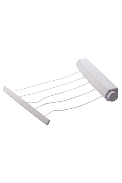 SIKS Uscător de rufe retractabil, extensibil, 5 linii, lungime 3,75 metri, montat pe perete, alb