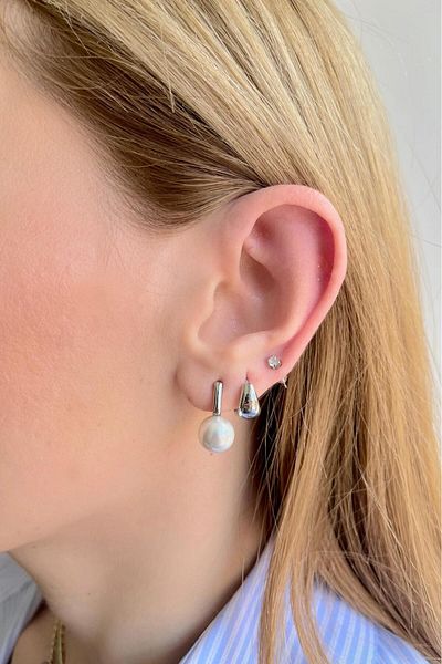 Bijou Luz Pearl Stone Detailed Six-Piece Earring Set