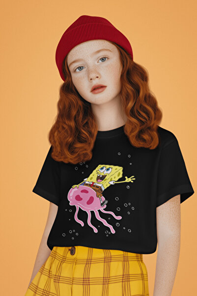 SEVBANO تي شيرت للأطفال مطبوع عليه سبونج بوب للجنسين (1-12 سنة)