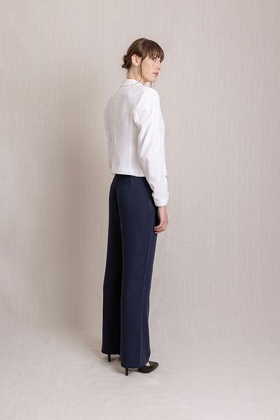Volanlı Linen Pleli Palazzo Trousers