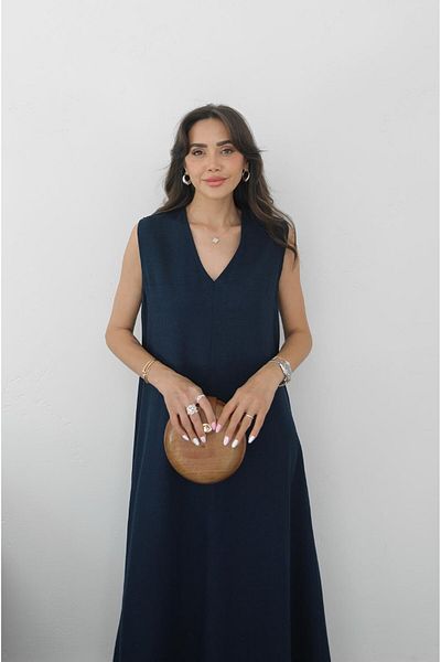 Havoş Navy Blue Matilda Linen Dress