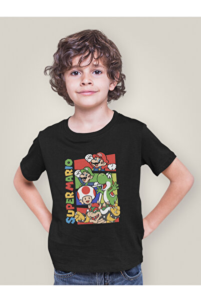 SEVBANO تي شيرت للأطفال مطبوع عليه تصميم سوبر ماريو للجنسين (1-12 سنة)