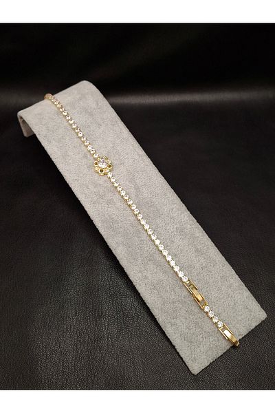 Han Ticarethane Stone Flower Model Waterway Steel Bracelet