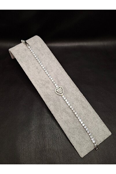 Han Ticarethane Stoned Heart Model Waterway Steel Bracelet