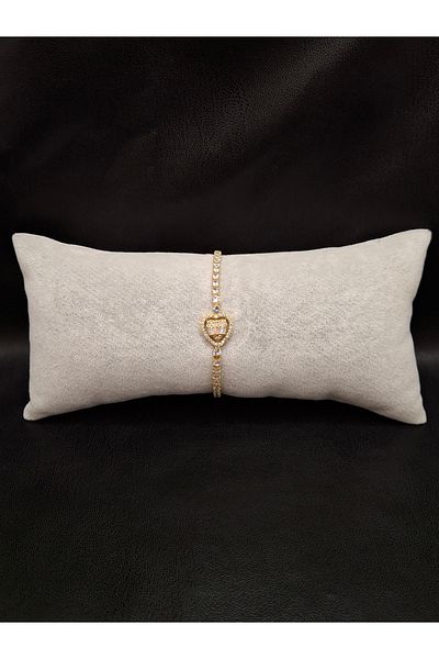Han Ticarethane Stoned Heart Model Waterway Steel Bracelet