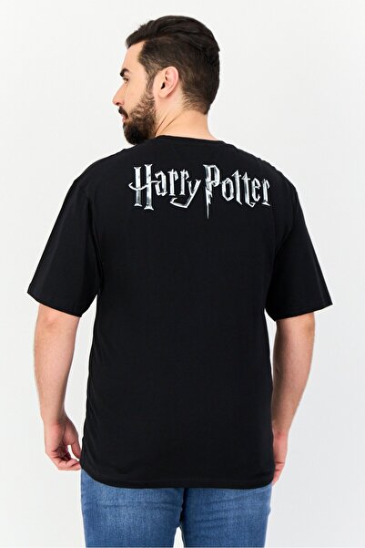 Harry Potter Men Crew Neck Short Sleeves Graphic Print T-shirt, Black