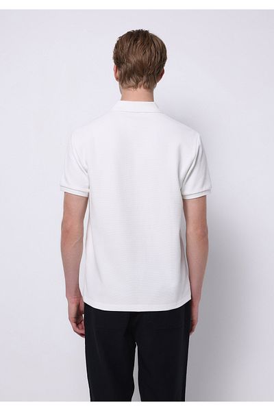 Colin's Regular Fit Polo Neck Jacquard Men's White Short Sleeve T-Shirt
