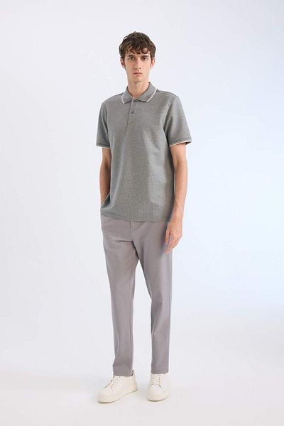 DeFacto Regular Fit Polo Neck Short Sleeve Textured Waffle T-Shirt D7932Ax25Sp
