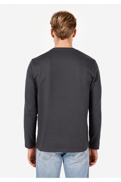Colin's Regular Fit Round Neck Plain Men's Anthracite Long Sleeve T-Shirt