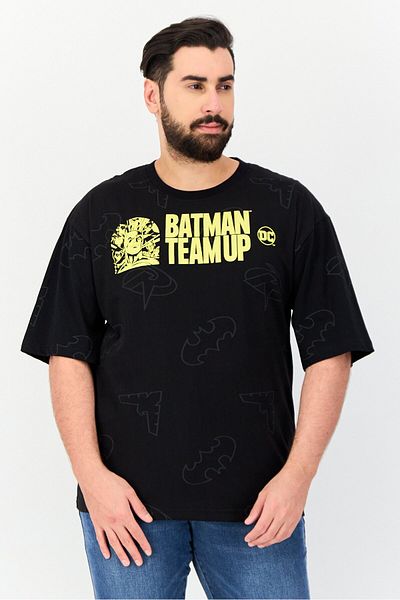 Batman Men Crew Neck Short Sleeves Graphic Print T-Shirt, Black