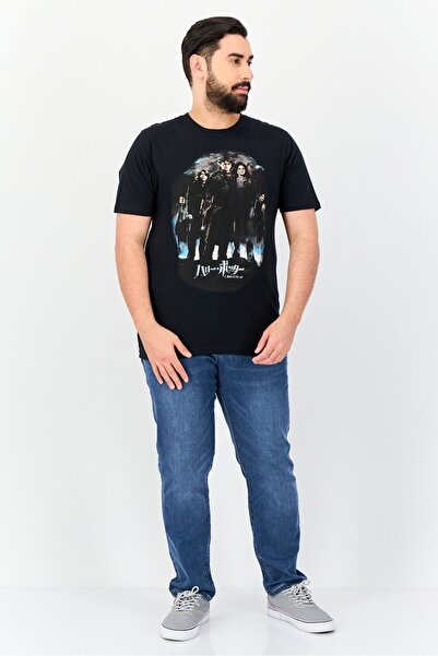 Harry Potter Men Crew Neck Short Sleeve Graphic Print T-Shirt, Black