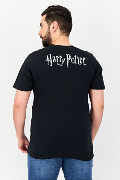 Harry Potter Men Crew Neck Short Sleeve Graphic Print T-Shirt, Black