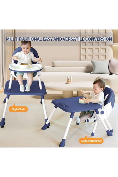 Yelajoy 6 in 1 High Chairs for Babies and Toddlers,with Foot Rest,Double Removable Tray, Adjustable Height