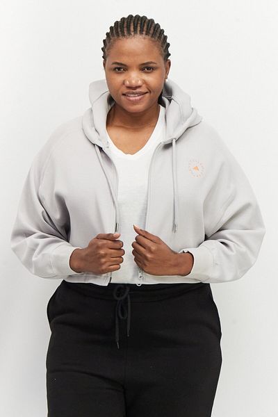 adidas by Stella McCartney Women Sportswear Fit Brand Logo Long Sleeves Crop Hoodie, Grey