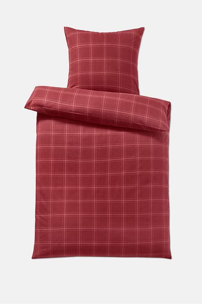 Tchibo Queen Size Flannel Duvet Set 155 x 220 cm, Red