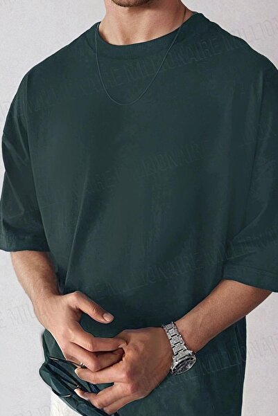 Tarzsokak Bărbați Petrol Green Basic Solid Neimprimat Oversize Salas Boyfriend