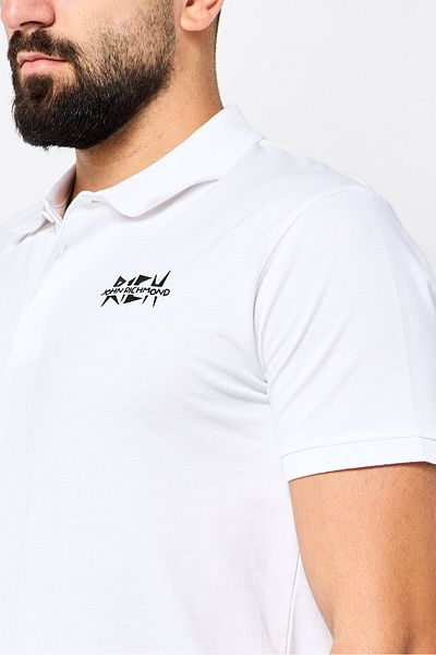 John Richmond Men Regular Fit Brand Logo Short Sleeves Polo Shirt, White