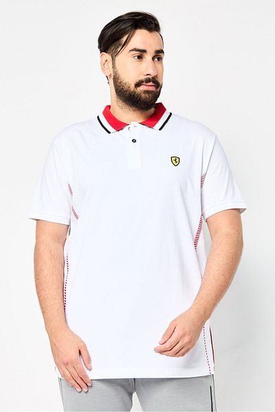 Scuderia Ferrari Men Regular Fit Short Sleeve Outdoor Polo Shirt, White