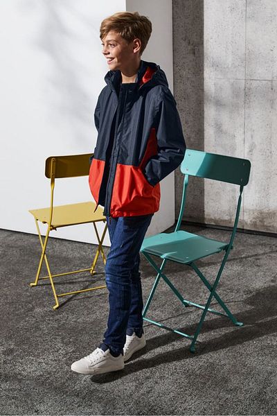 Tchibo Kids Boy Two Tone Long Sleeve Raincoat, Orange and Navy