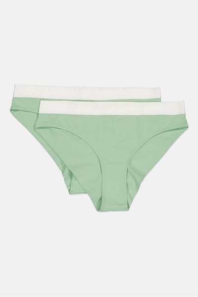 Moschino Women 2 Pieces Brand Logo Brazilian Briefs, Sage Green