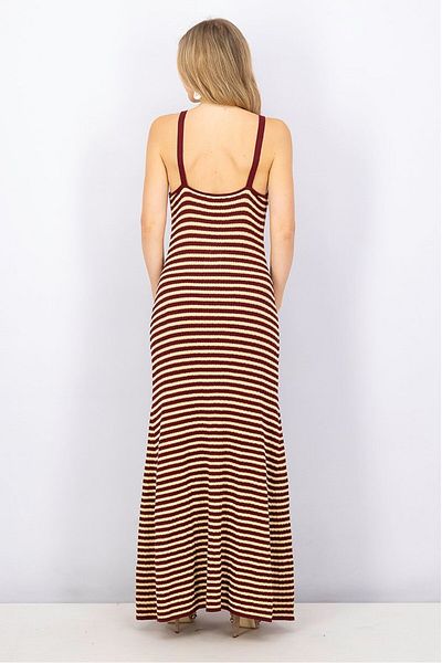 Zendaya Tommy Women Zendaya Striped Casual Tank Maxi Dress, Maroon Combo