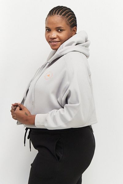 adidas by Stella McCartney Women Sportswear Fit Brand Logo Long Sleeves Crop Hoodie, Grey