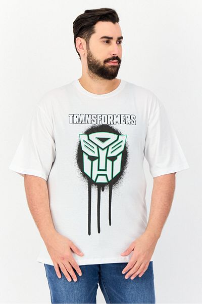 transformers Men Crew Neck Short Sleeves Graphic Print T-Shirt, White