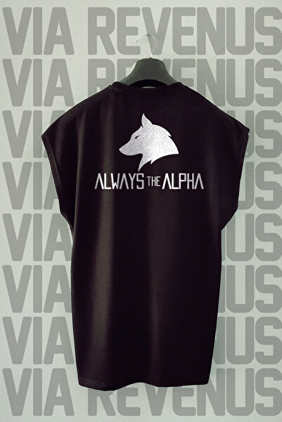Vordevia Always the Alpha Text Imprimat pe spate Tricou sport cu mâneci zero ...