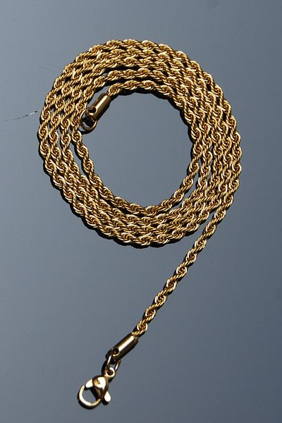 Rua Jewelry Auger Rope Model Chain Stainless Steel Necklace Gold Color - 2mm 2 Years Warranty